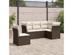 5-piece garden furniture set with cushions, brown woven resin CBMB67076