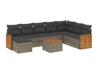 9-piece garden furniture set with grey resin wicker cushions NIVD96651