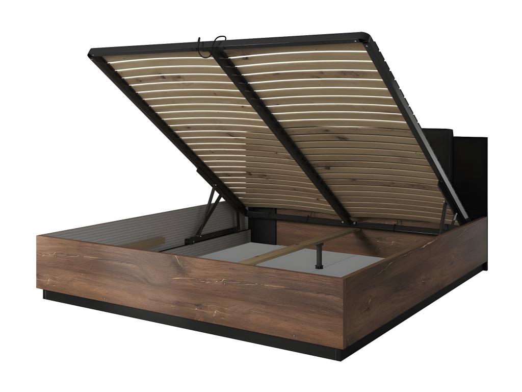 Lysvia CPEW49775 180x200 Storage Bed in Dark Oak and Black