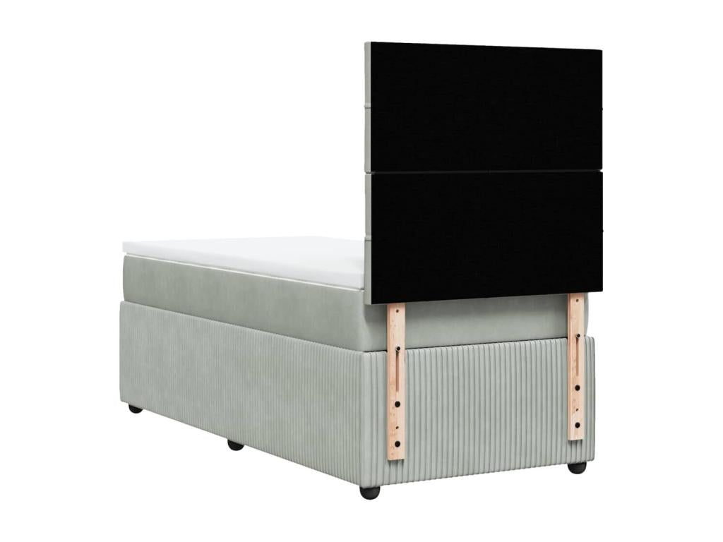 Dormeva bed base and mattress, light grey, 100x200cm, velvet, AILW87749