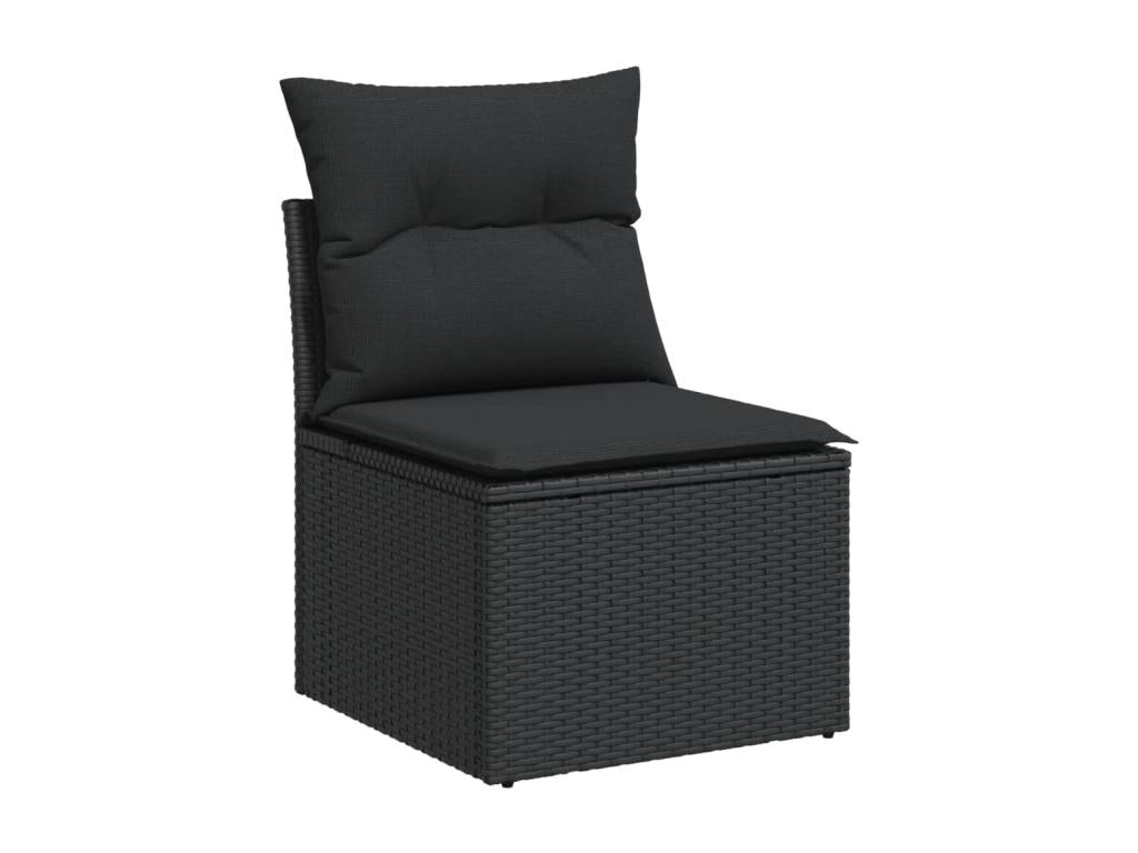 5-piece garden furniture set with cushions, black woven resin MFZG78700