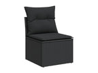 5-piece garden furniture set with cushions, black woven resin MFZG78700