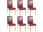 Dormeva faux leather dining chair, set of 6, brown and red faux leather, light legs, NSXN04858