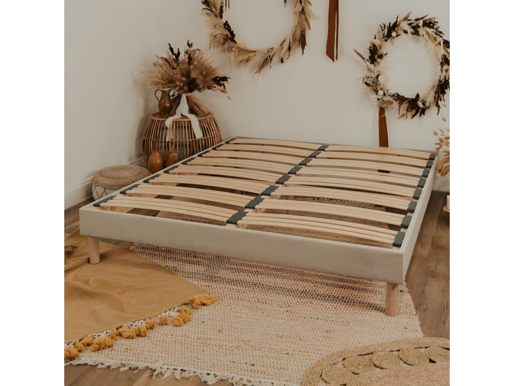 Dormeva beige decorative bed base, 15cm thick, with legs, 140x200 FSSP69397