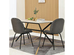 Set of 2 dining chairs - round backrest, velvet seat, metal frame, gold legs - for kitchen/living room - grey WGMI02741