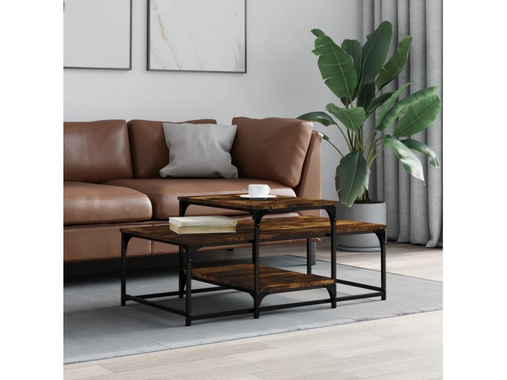 Smoked oak coffee table 102x60x45 cm Zensovaingénierie ARYU22291