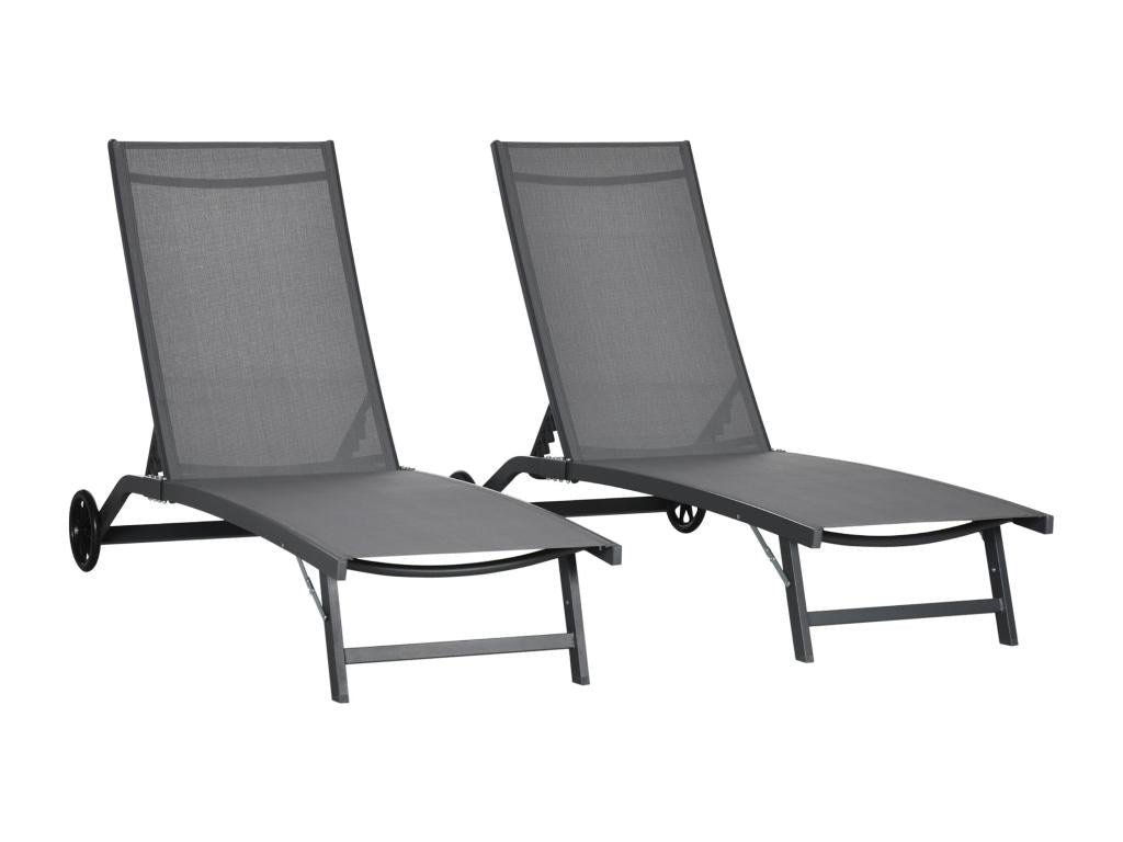 Set of 2 reclining sun loungers - 2 Dormeva - aluminum and grey textilene LISW99781