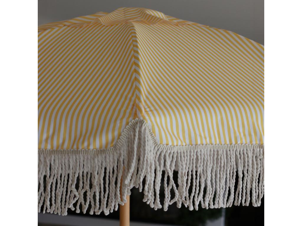 Dormeva - Beach Parasol and 2 Chairs Set in Yellow Polyester and Beech Wood Playa PWQJ66846