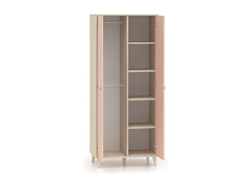 Armoire 2 portes Lysvia Beige et Rose HVZA63147