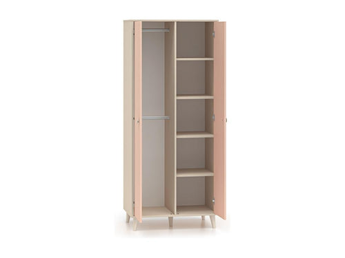 Lysvia 2-Door Wardrobe, Beige and Pink HVZA63147