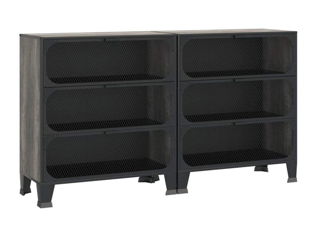2-piece storage cabinets, grey, 72x36x82 cm, metal and MDF, SPPT22743