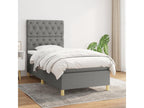 Upholstered bed base with mattress, dark grey, 80x200 cm, fabric KSKN03231