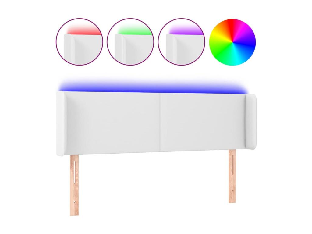 White LED Headboard 147x16x78/88 cm Faux Leather RKMS00643