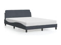Dark grey velvet bed frame without mattress, 140x200 cm, HQDP01900