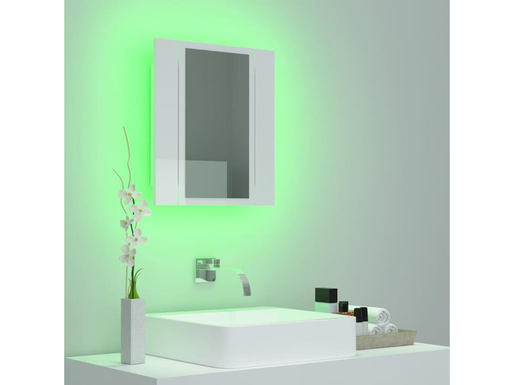 Armoire à miroir de bain à LED Blanc brillant Acrylique ZHYR98659