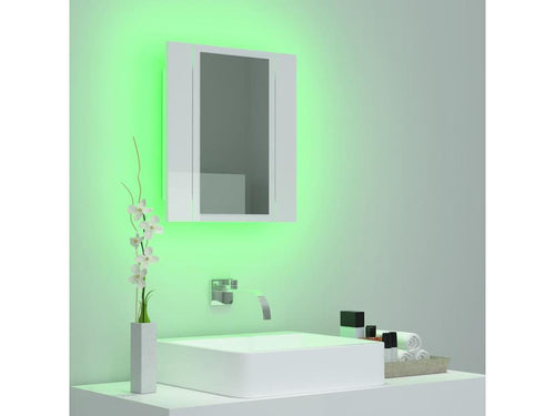 LED Bathroom Mirror Cabinet, Glossy White Acrylic ZHYR98659