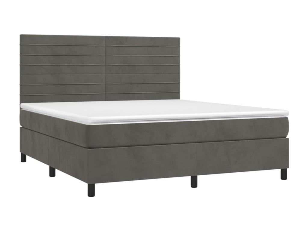 Upholstered bed base and mattress, Dark Grey, 160x200cm, Velvet KYMW70573