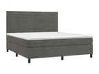 Upholstered bed base and mattress, Dark Grey, 160x200cm, Velvet KYMW70573