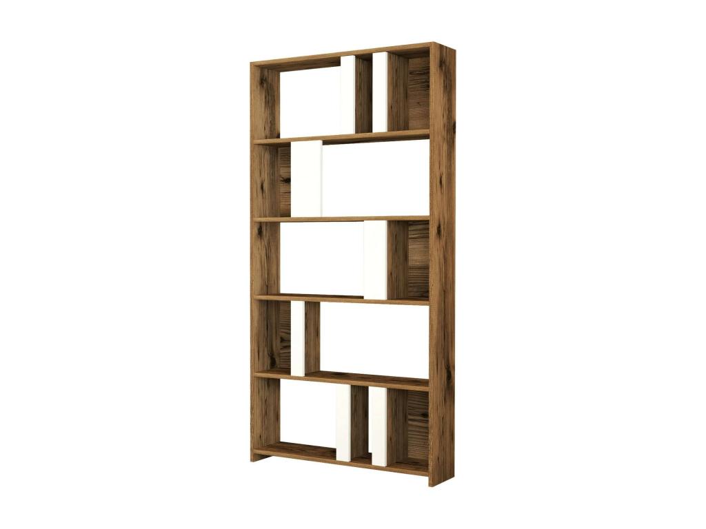 Zensova Bookshelf, Desk Shelf, Mobile Book Holder, 90x20x180 cm, Walnut and White, JKEJ98611