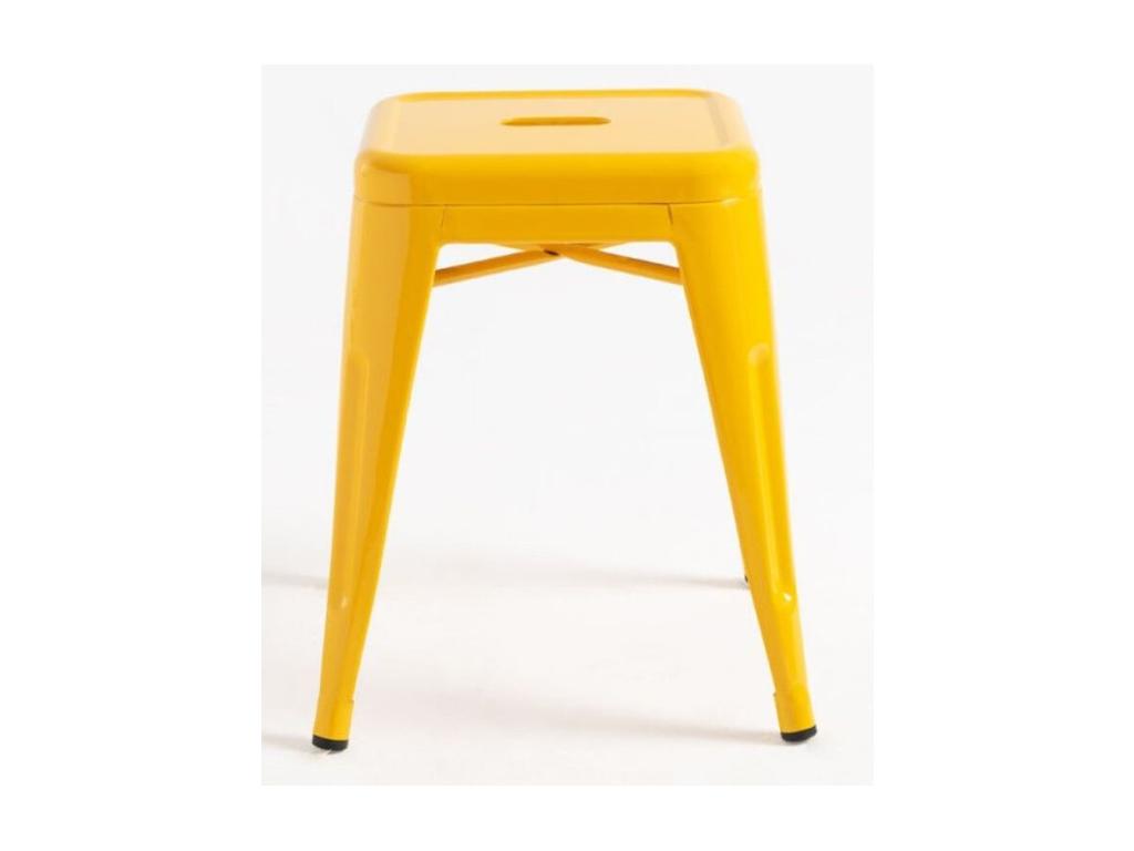 Low stool 45cm Kontoir in polished steel - Industrial and elegant design - Yellow color BFRS01985