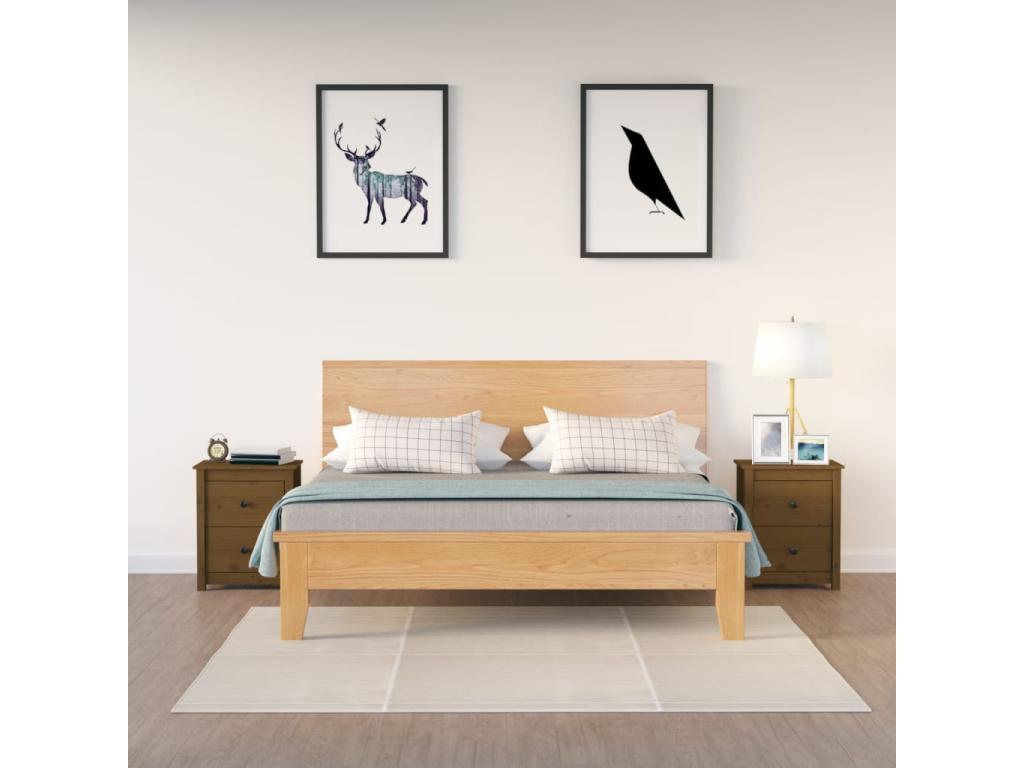 2-piece bedside tables, honey brown, 50x35x61.5 cm, solid pine wood, UUCE18240