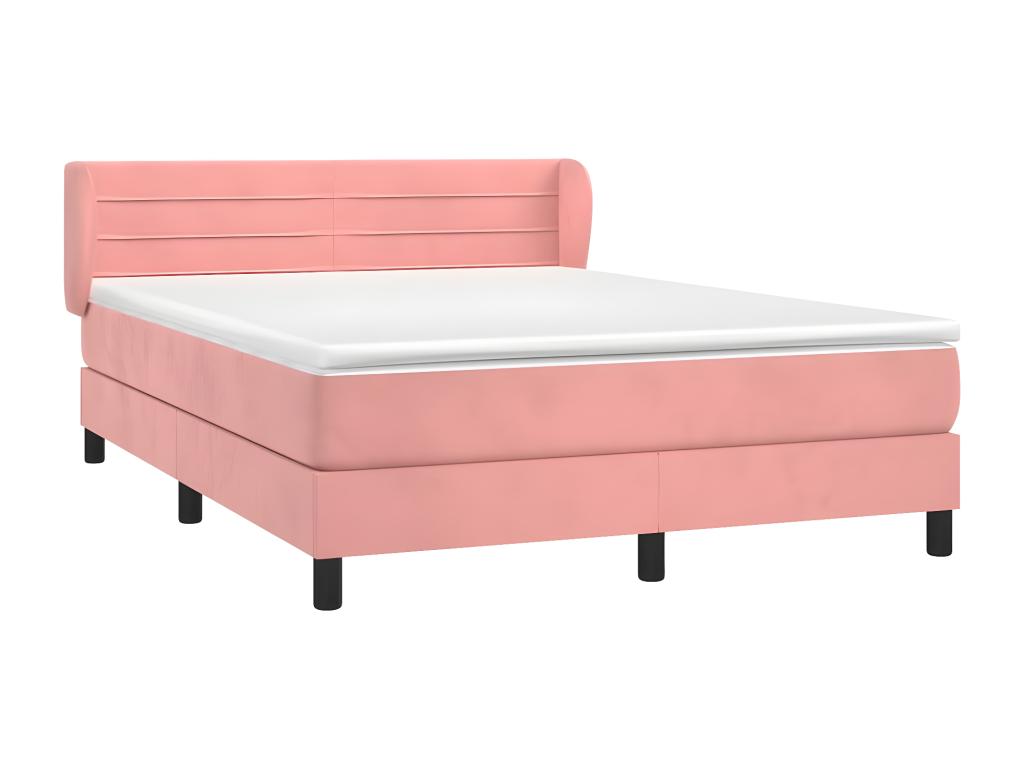 Upholstered bed base with mattress, Pink, 140x200 cm, Velvet, CTOI33658