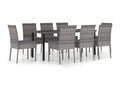 9-piece garden dining set, woven resin, grey, BHZA00187