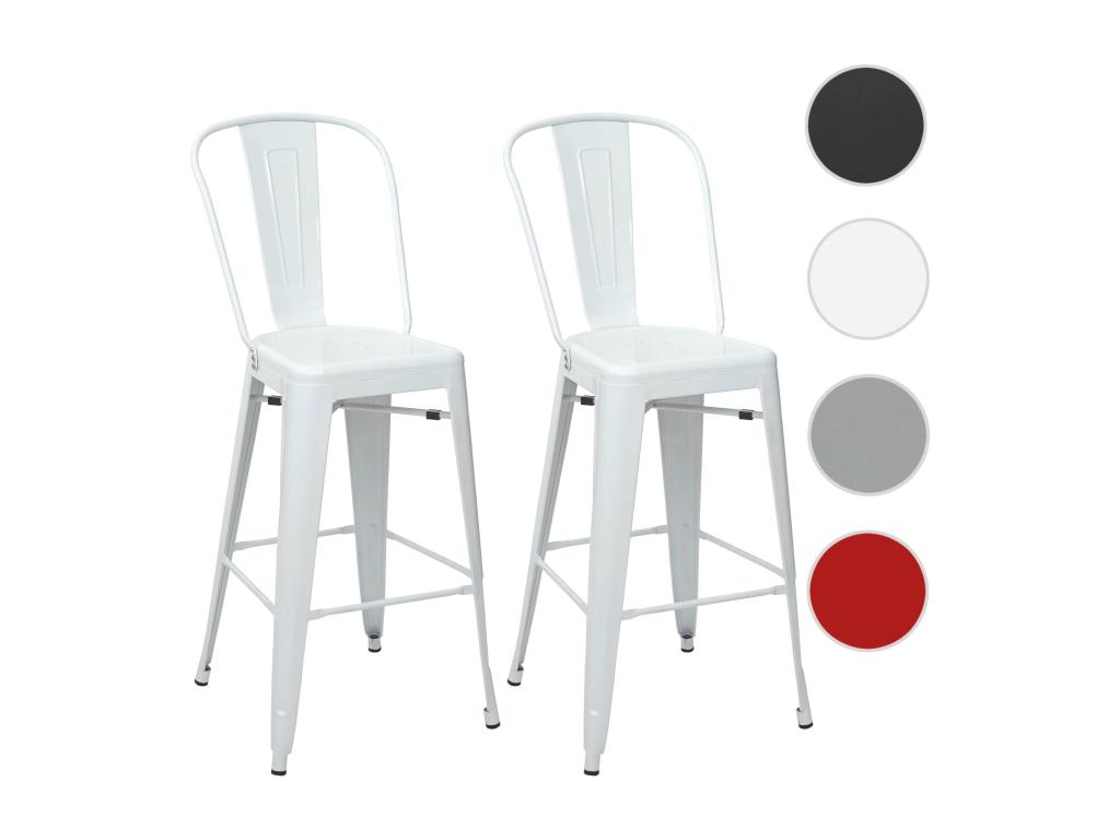 2x tabouret de bar Dormeva-A73 chaise bar avec dosssier métal style industriel - blanc NIHZ66526