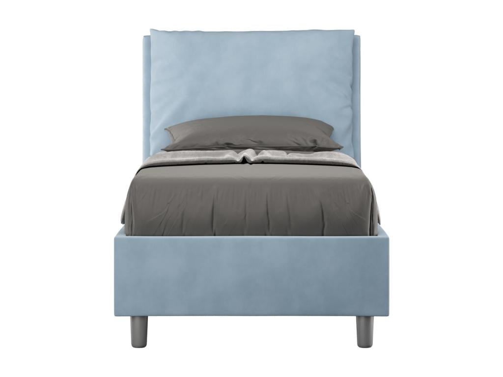 Dormeva light blue microfiber upholstered bed without slatted base 80x200 WVDS68918
