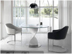 Dormeva Torsada round table with glass top and lacquered fiberglass base - Dimensions D 120 x H 76 cm TKZB26924