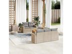 Garden furniture set with cushions, 6 pieces, beige woven resin, IGRT68506