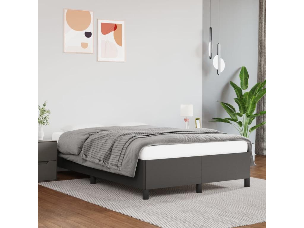 Grey faux leather bed frame without mattress, 120x190 cm, YGSG63094