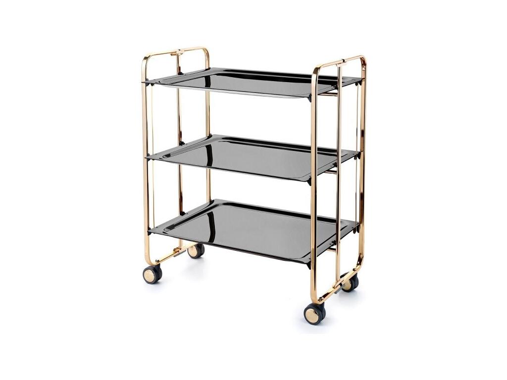 Dormeva 3-tier folding rolling table with gold frame. IDCJ79576