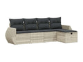 5-piece garden furniture set with light grey cushions, woven resin YOHJ92535
