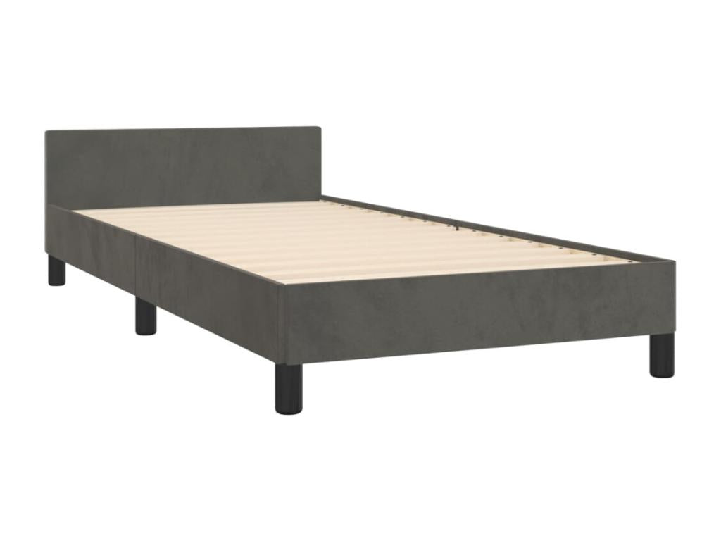 Dark grey velvet bed frame without mattress 90x190 cm RYFG99766