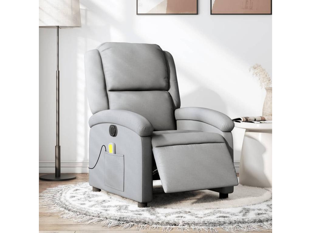 QYJO37528 Light Grey Fabric Electric Reclining Massage Chair