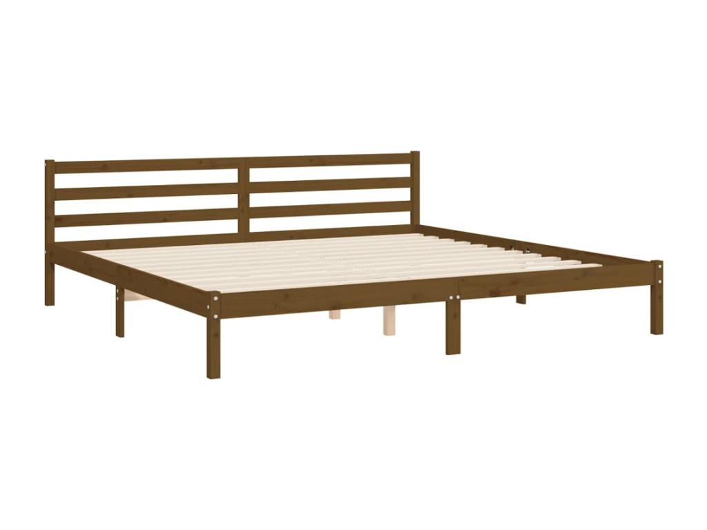 Bed frame without mattress, honey brown, 200x200 cm, solid wood, KKSR71918