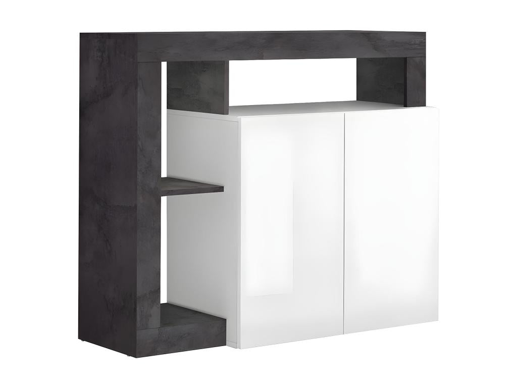 Dormeva sideboard - 2 doors and 3 niches - White lacquer and concrete RRDR83917