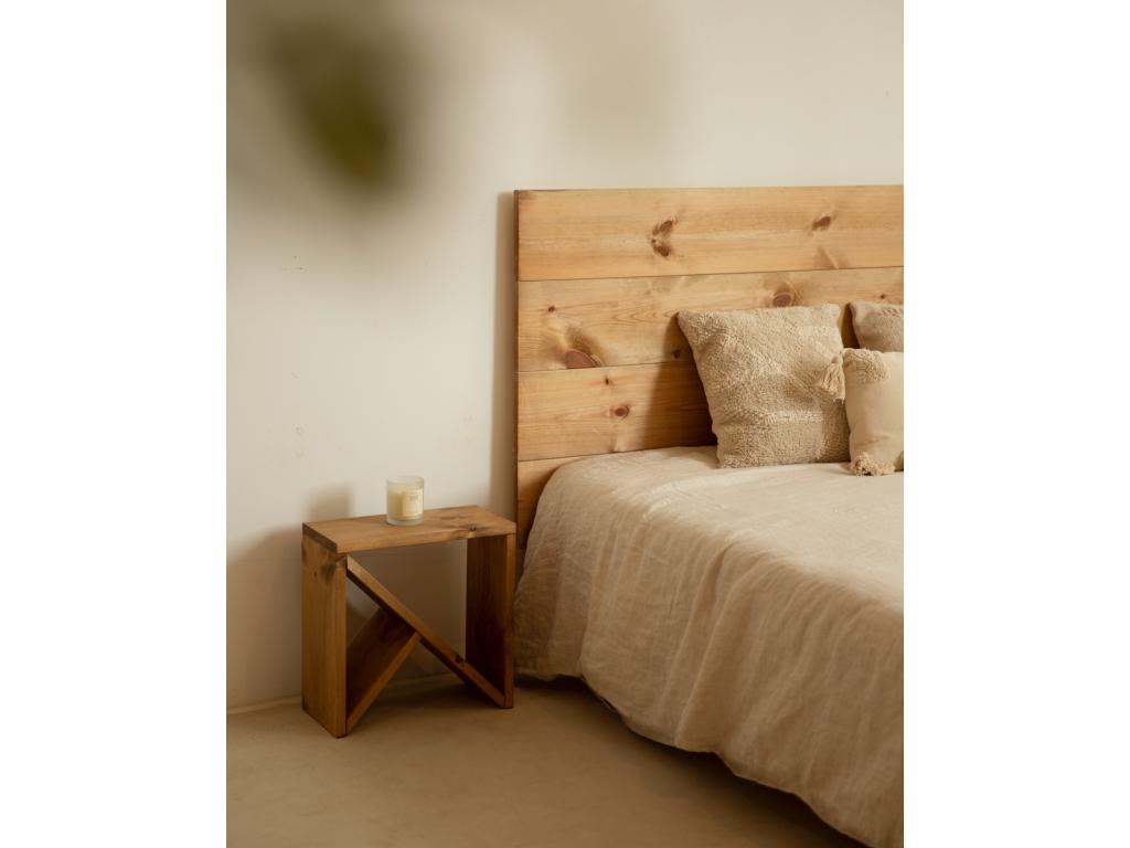 Dormeva JDDF11642 Wooden Headboard and Side Table Set, Aged Finish, 140x80cm