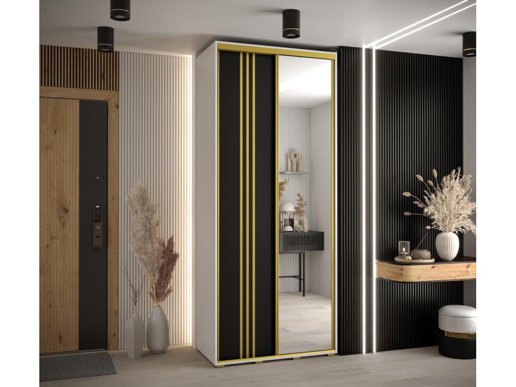 Dormeva 7 Sliding Door Wardrobe 235.2/110/45 2 Doors White/Black/Gold XGFY29721